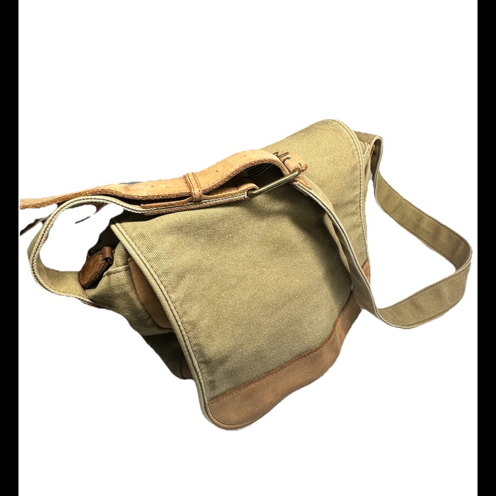 LL BEAN Vintage 90’s Canvas Leather Trim Crossbody Bag - Picture 6 of 14